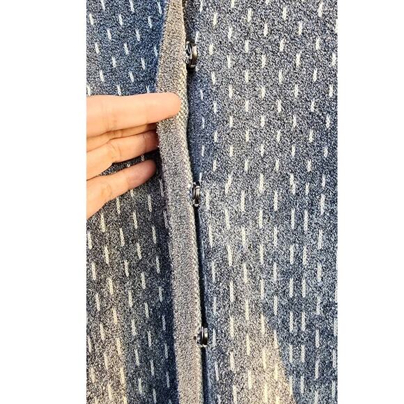 J Jill Patchwork Jacquard Topper Cardigan Azure Heather Multi XS SAMPLE - Picture 6 of 9